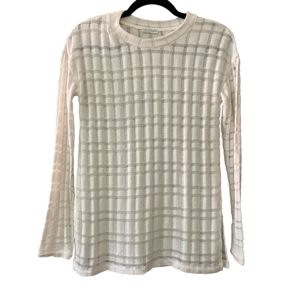 Zara b/w collection open knit geometric design crewneck sweater